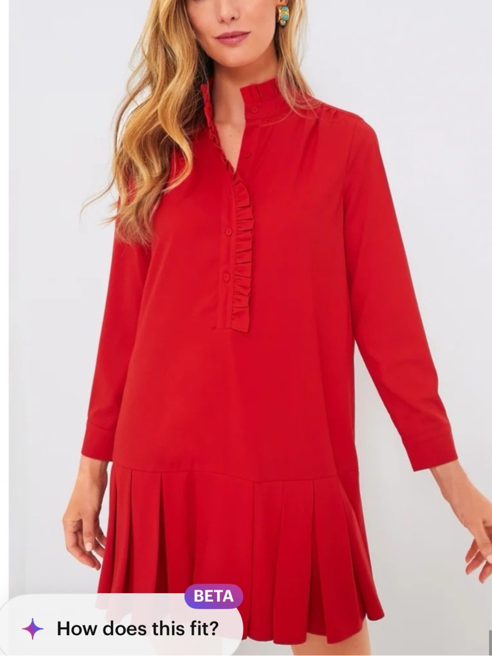 Tuckernuck Red crepe Tate Ruffle-Front Mini Dress